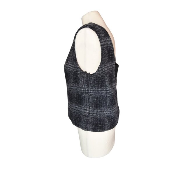 Banana Republic Women's Square Neck Wool Blend Plaid Top Sz 14 *minor flaw* - Picture 3 of 10